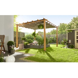 PARAGON OUTDOOR Pergola, flach, quadratisch, BxT: 350 x 350 cm, inkl. Dacheindeckung - braun