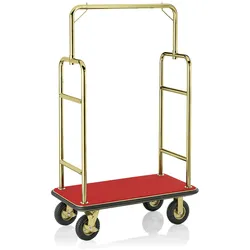 WAS Germany - Gepäckwagen, 113 x 62 x 183 cm, goldfarben, roter Teppich, Edelstahl