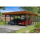 SKANHOLZ Skan Holz Doppelcarport Holz Nussbaum 557 x 708 cm