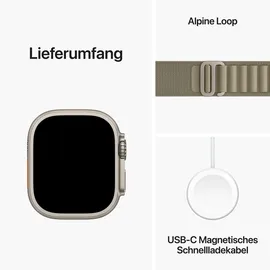 Apple Watch Ultra 2 GPS + Cellular 49 mm Titangehäuse natur, Alpine Loop olive S