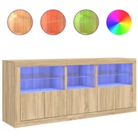 VidaXL Sideboard mit LED-Leuchten Sonoma-Eiche 162x37x67 cm