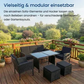 home collective Gartenmöbel Set 7-Sitzer Loungeset schwarz