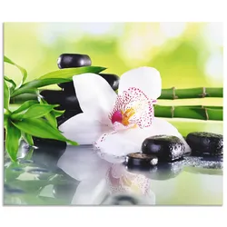 Artland Küchenrückwand »Spa Steine Bambus Zweige Orchidee«, (1 tlg.), Alu Spritzschutz mit Klebeband, einfache Montage Artland grün