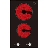 K&H Domino 2 Zonen Glaskeramikkochfeld 30cm Knebel Steuerung Autark Eigebaut CK-3002K,