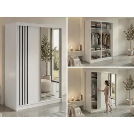 MKS Schiebetürenschrank DIANA 150 x 216 x 61 cm Weiß/Schwarz