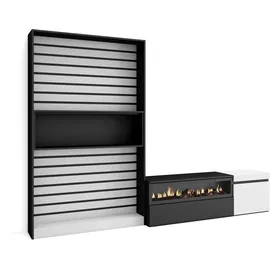 SKRAUT HOME WOHNWAND Elektrokamin, weiß, schwarz, 260/35/186cm