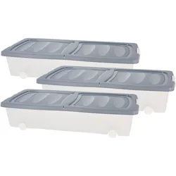 3x Aufbewahrungsbox Rollbox Behälter Blau 78x38x16cm Kunststoff Schlafzimmer Wohnzimmer