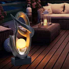 GLOBO LED Solar Deko Außen Lampe Feuer Effekt Garten Terrassen Beleuchtung Design Leuchte silber