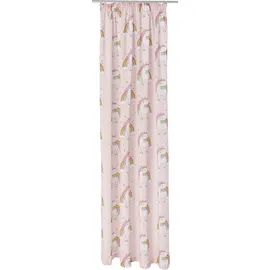 OTTO home Gardine OTTO HOME "EINHORN" Gr. 1, pink, B:135cm H:145cm, Baumwolle, Polyester, Gardinen, Gardine, Kindergardine, bedruckt, halbtransparent, Einhörner, Regenbogen