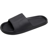 AQ899 Herren/Damen Badeschuhe Hausschuhe Slippers Gr.45 Hausschuhe Herren 43 Sommer Zuhause Rutschfeste Atmungsaktive Weiche Sohle Schuhe Hausschuhe Bequeme Flache Schuhe (Black, 41) - 41 EU