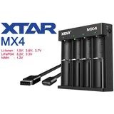 XTAR MX4 Ladegerät für 1.5V, 3.6/3.7V Li-ion Akku, 3.2V LiFePO4 und 1.2V NiMH Akku
