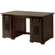 MASSIVMOEBEL24.DE Schreibtisch Mango 140x80x76 braun lackiert RAILWAY #461