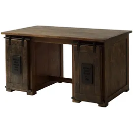 MASSIVMOEBEL24.DE Schreibtisch Mango 140x80x76 braun lackiert RAILWAY #461