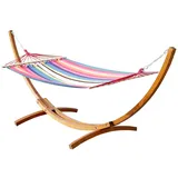 ASS 350cm Hängemattengestell ROJO1 Hängematte mit Gestell aus Holz Lärche Gestell mit bunter Stabhängematte