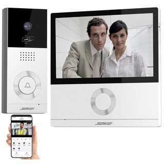 Somikon Full-HD-Video-Türsprechanlage mit 17,8-cm-Touchscreen (7"), WLAN, App