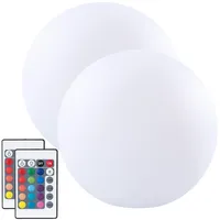 Lunartec 2er-Set Akku-Leuchtkugeln für innen und außen, Ø20 cm, IP54, RGBW-LED
