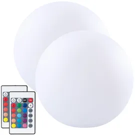 Lunartec 2er-Set Akku-Leuchtkugeln für innen und außen, Ø20 cm, IP54, RGBW-LED