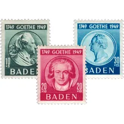 Die Briefmarke der Wohltätigkeitsausgabe Baden - 200. Geburtstag - Johann Wolfgang von Goethe