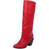 BILIKEYU Damen- - und Winter- Flanging-Zwei dicke hochhackige Western-Cowboy-Stil-Plissee-Lederstiefel zeigen dünne mittlere Stiefel Männer Winter (Red, 42) - 42 EU