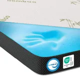 MKS.® Gel Topper 80x200 cm, H3 Matratzentopper mit 7 cm Gel-Memory-Schaum, KomfortKissen Matratzenauflage mit 3D-Luftstrom, Viskoelastische Matratzenauflagen mit abnehmbarem Bambusbezug