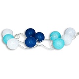 levandeo 10er Lichterkette LED Kugeln Lampions Baumwolle Blau Weiß Cotton Girlande Deko Cottonballs