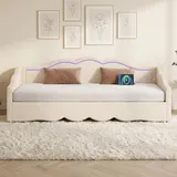 stilvora Schlafsofa Polsterbett 90 x 200 cm Holz/Metall beige