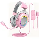 Fifine USB Headset Gaming PS4 PS5 mit Mikrofon RGB Headphone Over Ear Kopfhörer mit Kabel,