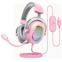 Fifine USB Headset Gaming PS4 PS5 mit Mikrofon RGB Headphone Over Ear Kopfhörer mit Kabel,