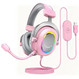 Fifine USB Headset Gaming PS4 PS5 mit Mikrofon RGB Headphone Over Ear Kopfhörer mit Kabel,