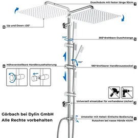 dylin gmbh Edelstahl Duschset ohne Armatur Regenduschset Chrom 30x30cm