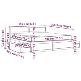 vidaXL Bett 180 x 200 cm Weiß