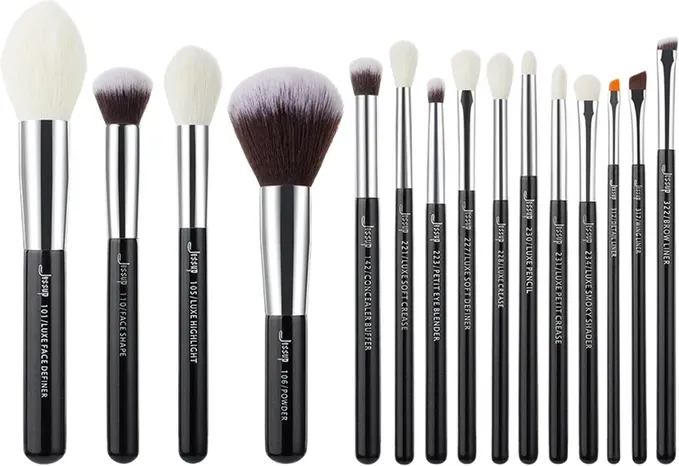 Jessup Haarbürsten-Set, 15-teilig, Mix aus Schwarz und Silber