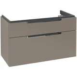 Villeroy & Boch Villeroy und Boch Waschtischunterschrank „Subway 2.0“ A915, Farbe: Truffle Grey, Griff chrom glänzend