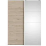 ebuy24 Veto Schiebetürenschrank B150 cm 1 Tür und 1 Spiegeltür Weiß- und Hickory-Dekor.