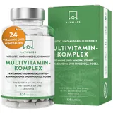 Multivitamin Kapseln 24 Vitamin Komplex & Mineralien + Ashwagandha Rhodiola Rosea - Vitamine A-Z hochdosiert Mineralstoffe Komplex inkl Vitamin A Vitamin D3 K2 B12 Vitamin C Zink Magnesium 120 Kapseln