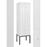 C+P Z-Spind Classic PLUS, Gestell, 4 Abteile, HxBxT 212x60x50cm, Zylinderschloss, Verkehrsweiß von PROREGAL