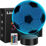 Linkax Fussball Geschenke Jungen Mädchen, Einschulung Geschenk Junge 6 7 8 9 10 jahre Geschenkideen, Fußball Geschenke für Jungs, 3D Nachtlicht Kinder Zimmer Deko Optische Täuschung Lampe 16 Farben