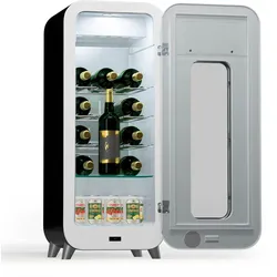Klarstein Shirley 15 Uno Weinkühlschrank 15 Flaschen 5 - 20 °C Touch Retro Schwarz