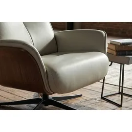 KAWOLA Relaxsessel FERREIRA Leder 78 x 106 x 78 cm grau mit Hocker