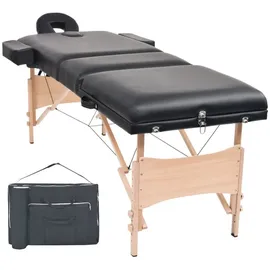 vidaXL Massageliege, Massageliege 3 Zonen Tragbar 10 cm Polsterung Schwarz