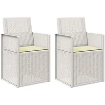 vidaXL Garten Esszimmerstühle PP Weiß und Creme 2er Set