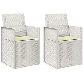 vidaXL Garten Esszimmerstühle PP Weiß und Creme 2er Set