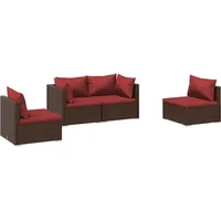 vidaXL 4-tlg. Garten-Lounge-Set mit Auflagen braun
