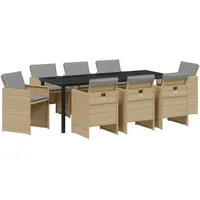 vidaXL Garten Essgruppe 9-tlg. Beige