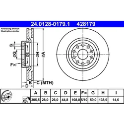 Bremsscheibe ATE 24.0128-0179.1 (2 Stk.) für Lancia Thesis