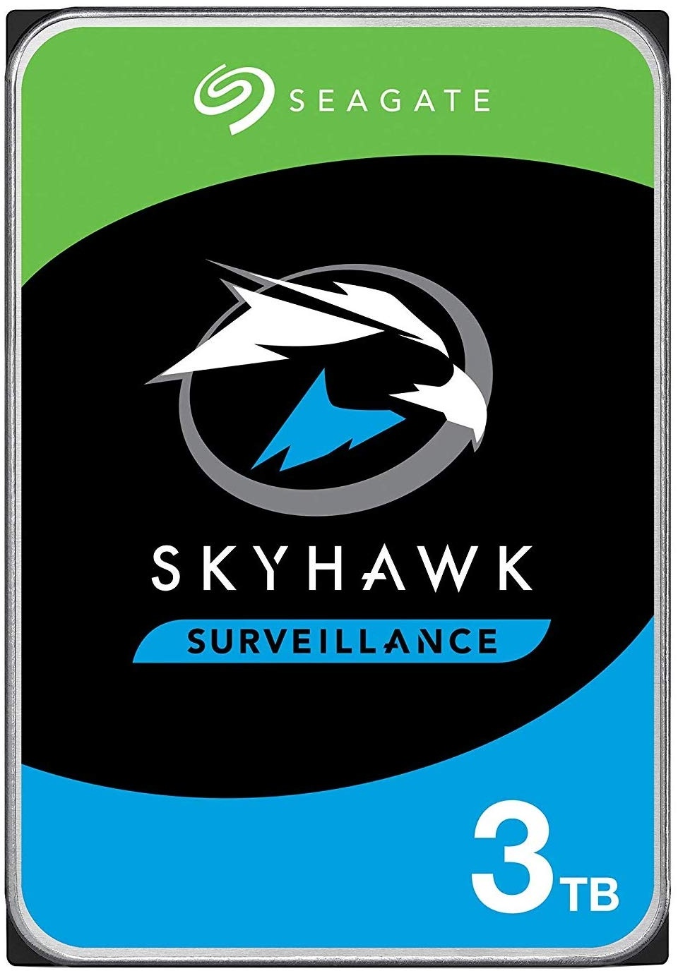 Seagate SkyHawk 3TB interne Festplatte HDD, für Videoaufnahme mit bis zu 64 Kameras, 3.5 Zoll, 64 MB Cache, SATA 6GB/s, silber, inkl. 3 Jahre Rescue Service, Modellnr.: ST3000VX009