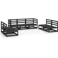 vidaXL 7-tlg. Garten-Lounge-Set Schwarz Massivholz Kiefer