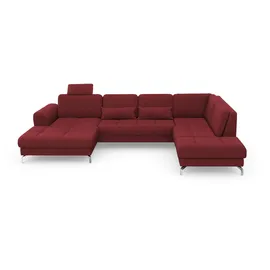 sit&more Wohnlandschaft SIT & MORE "Bendigo U-Form", rot, B:332cm H:84cm T:226cm, Sofas, Wohnlandschaft, inklusive Sitztiefenverstellung, Bodenfreiheit 12 cm, in 2 Fußfarben