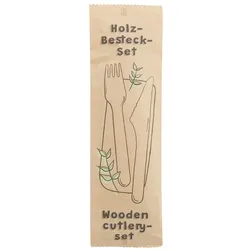 greenbox - Holz-Besteck-Sets Messer, Gabel & Serviette, 16 cm, biobeschichtet, 250 St.