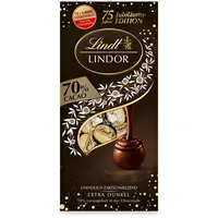 Lindt Schokolade LINDOR Kugeln 70% | 137g Beutel | ca. 10 Kugeln feinherbe Schokolade mit zartschmelzender Füllung | Pralinengeschenk | Schokoladengeschenk | 75 Jahre